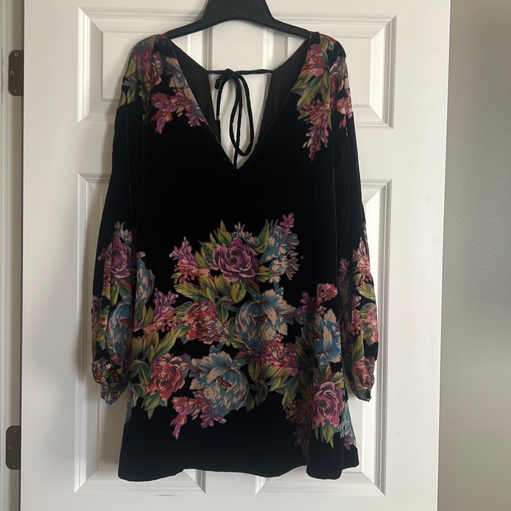 Black Floral Velvet Free People Dress